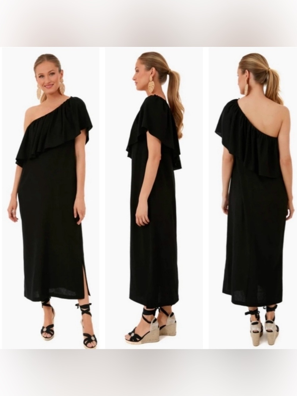 Tuckernuck Pomander Place Florencia One Shoulder Ruffle Maxi Dress Women S Black